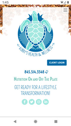 Robbys Health and Wellness website (mobile)