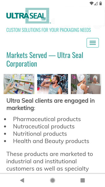 Ultra Seal website markets page