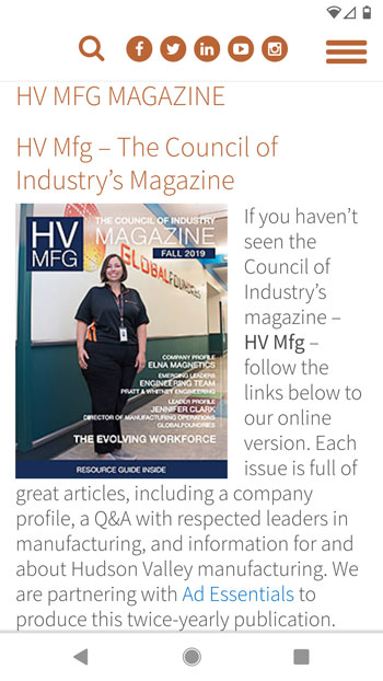 Council Of Industry website magazine page