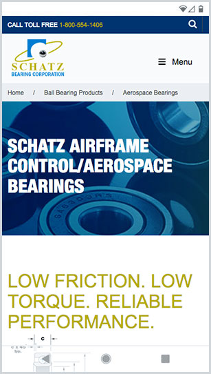 Mobile Website: Aerospace Bearings
